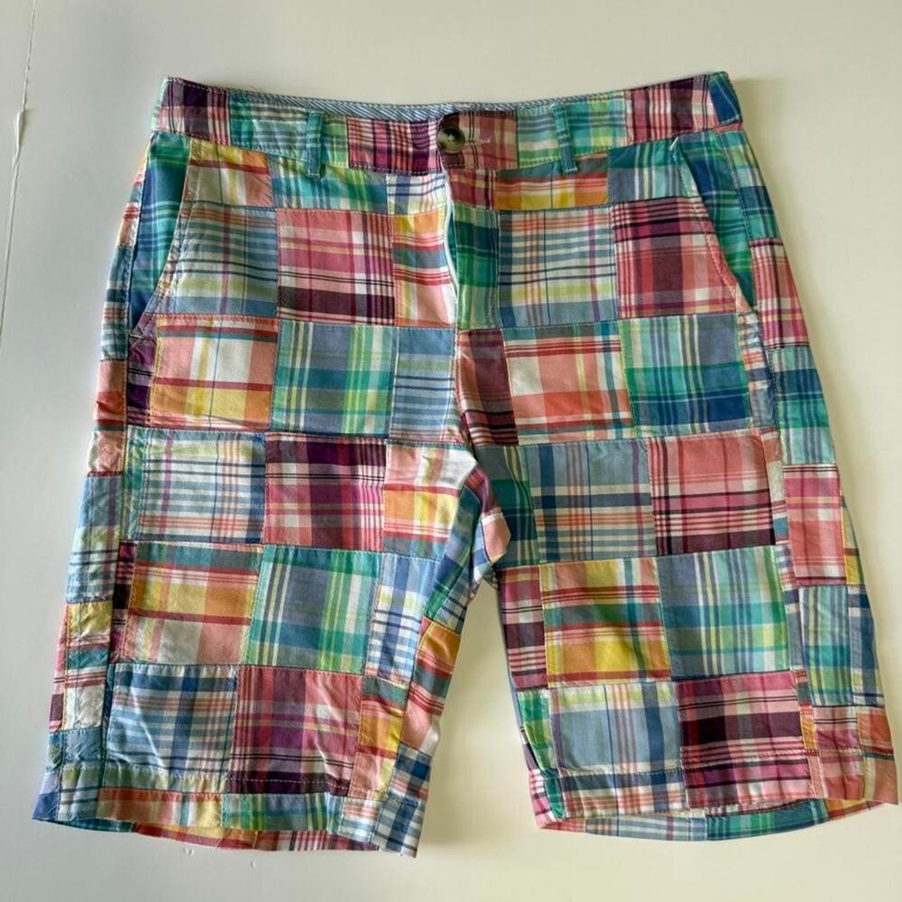Llbean patchwork madras bermuda shorts